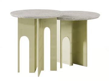 ARCHE - Low table in metal and ancient stone by Paolo Castelli - view 3